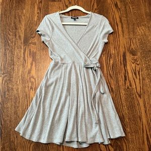 Express Gray Short Sleeve Wrap Dress